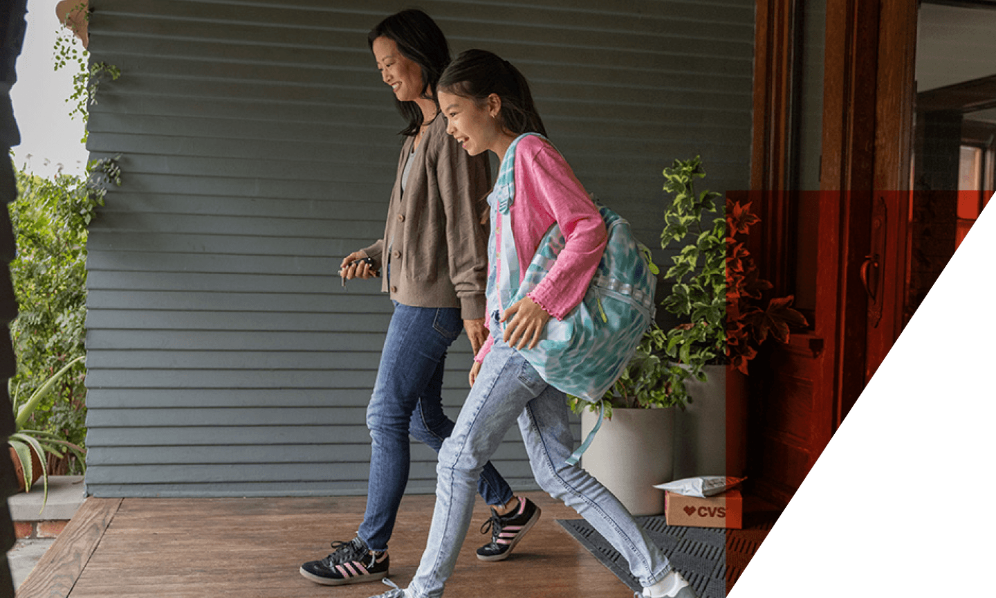 mom and daugther leaving home