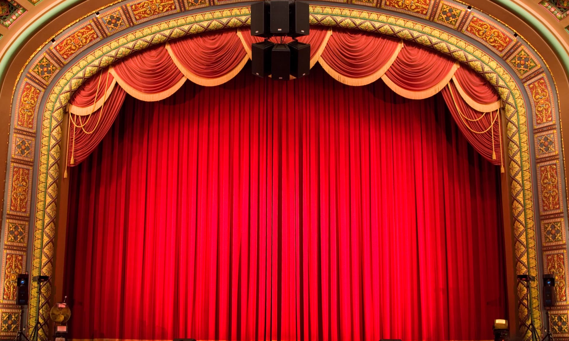 A red theater curtain
