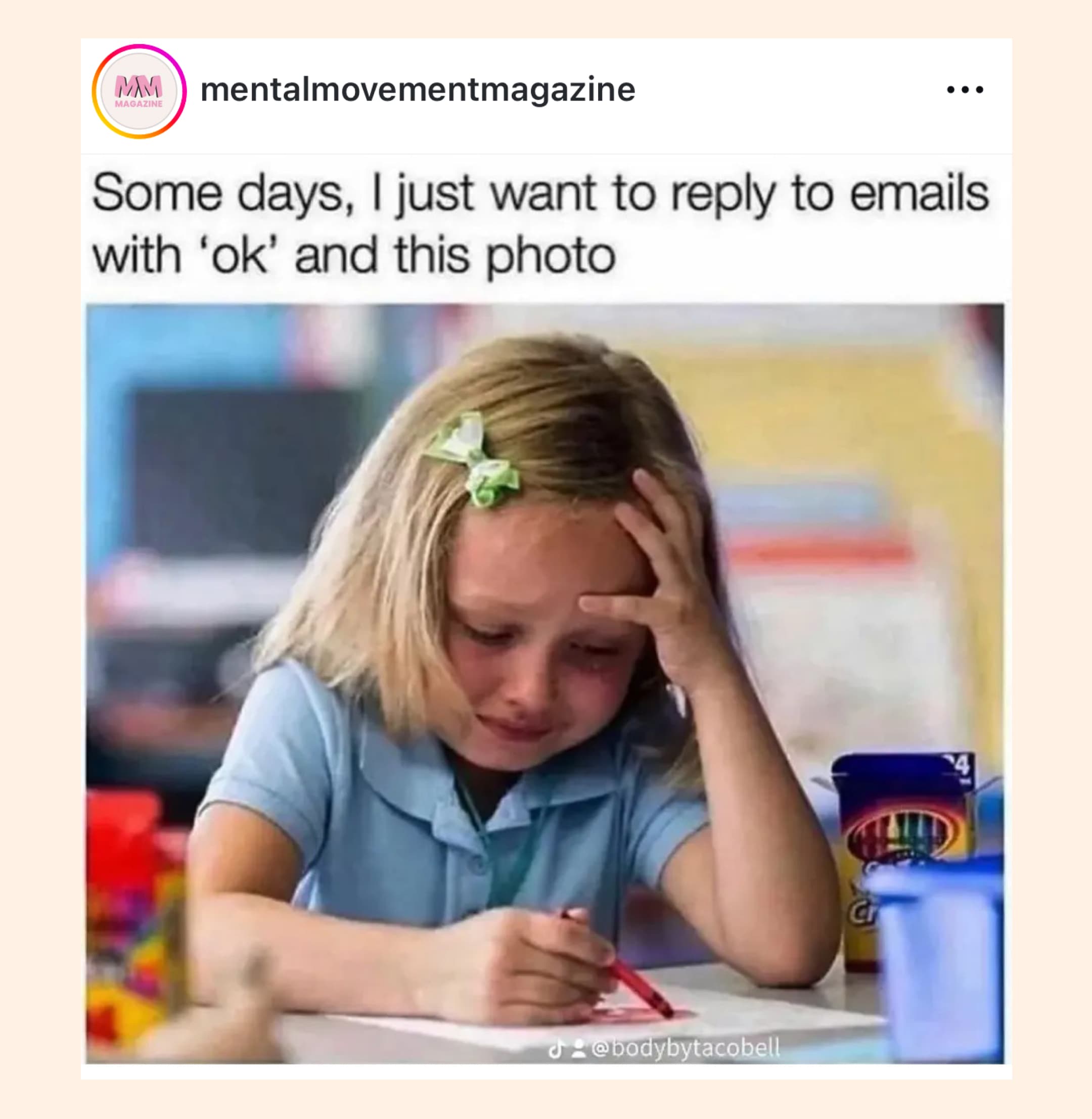 some days i just want to reply to emails with ok and this photo of a crying little girl at desk