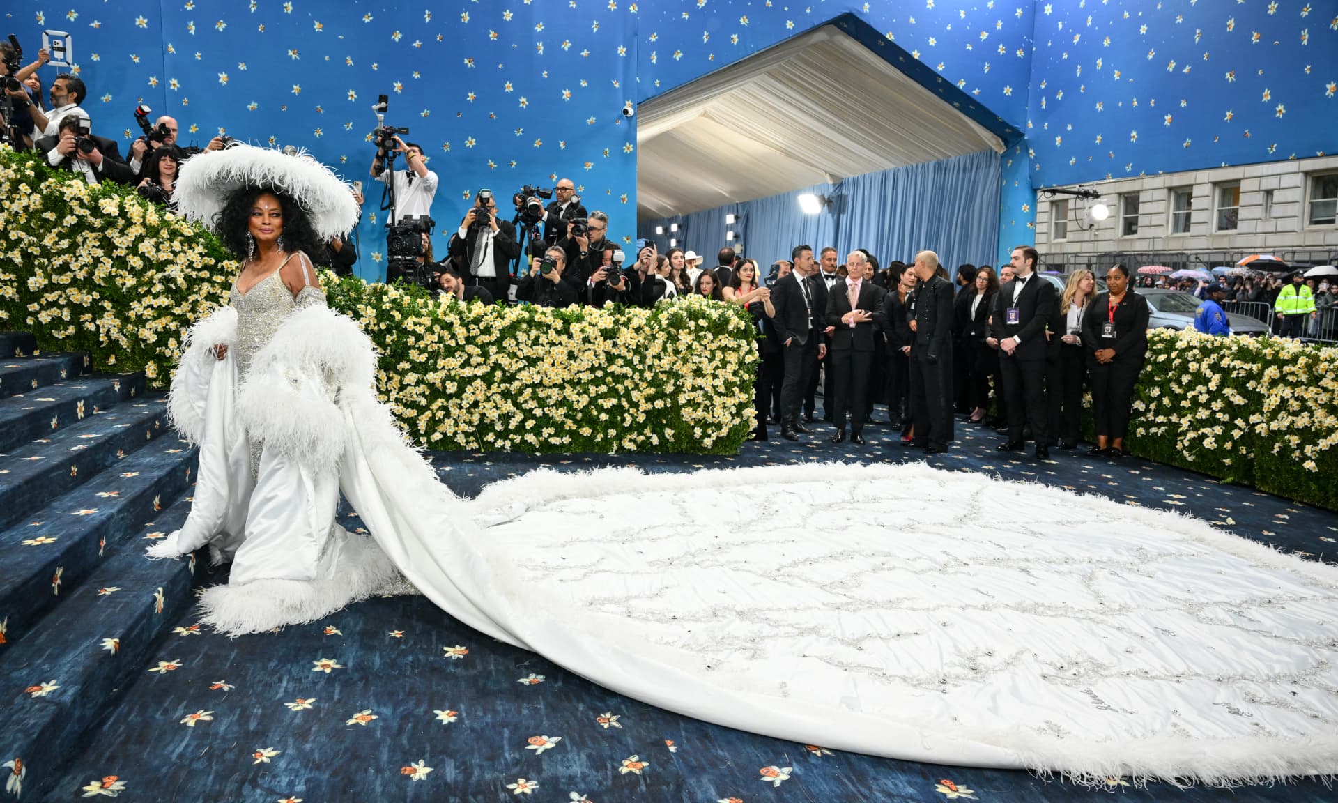 US singer Diana Ross arrives for the 2025 Met Gala at the Metropolitan Museum of Art