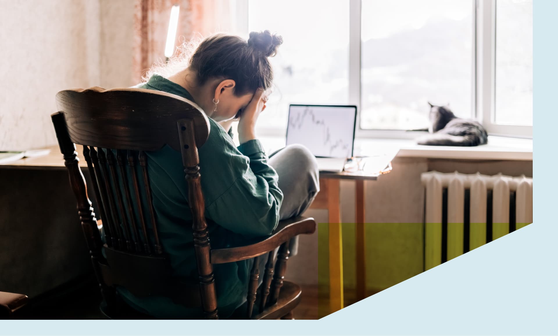 Stressed businesswoman at her desk