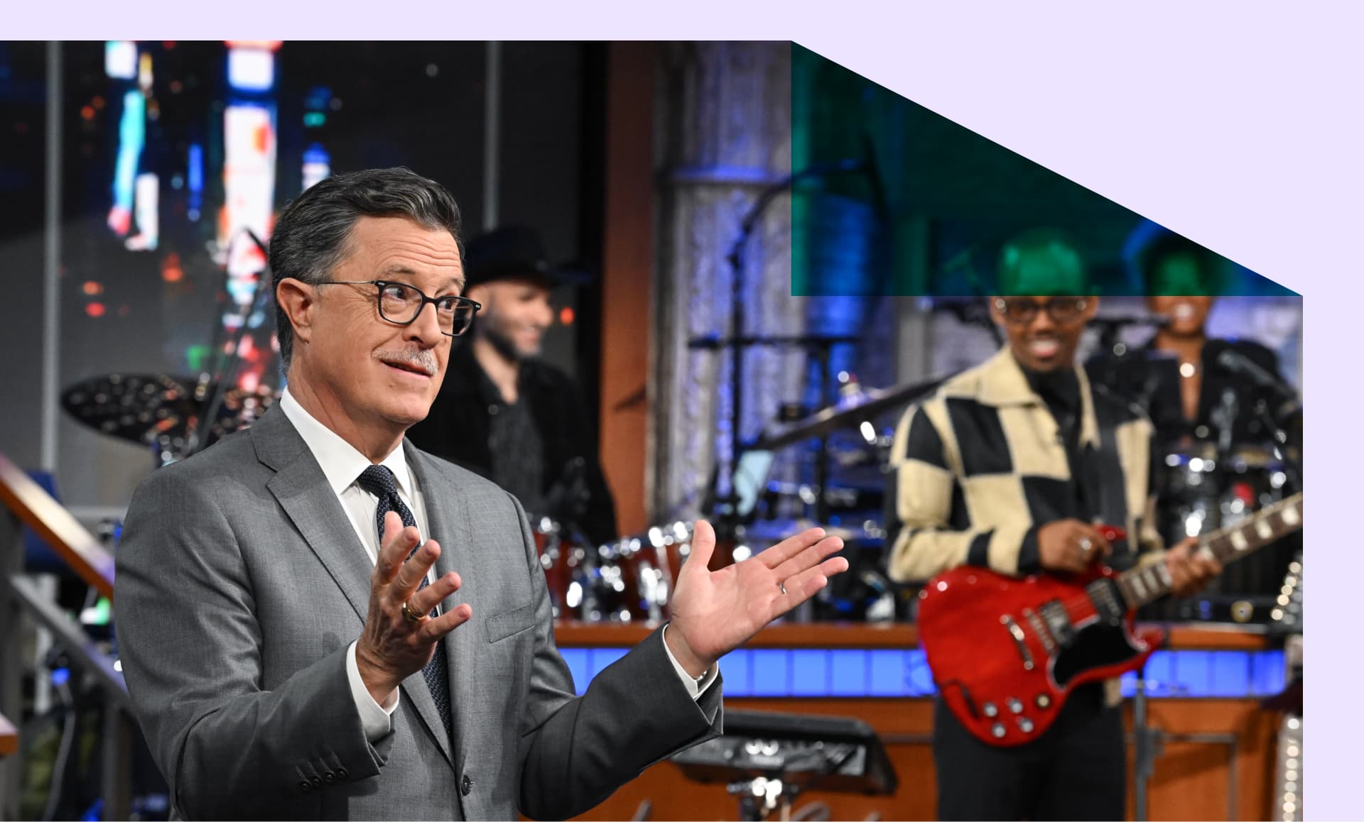 Stephen Colbert hosting his show